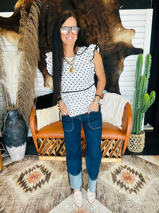 Richard Wide Leg Cuffed Jeans