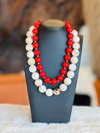 Vinita Chunky Beaded Red Necklace-Necklace-What's Hot-Motis & Co Boutique, Women's Fashion Boutique in Carthage, Missouri
