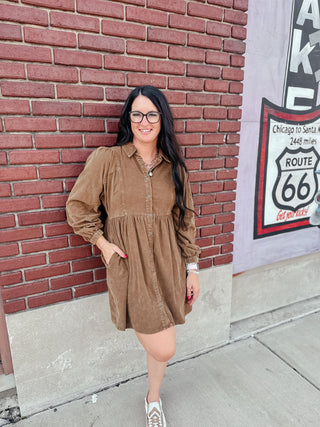 Willow Vintage Brown Baby Doll Dress-Dresses-Jodifl-Motis & Co Boutique, Women's Fashion Boutique in Carthage, Missouri