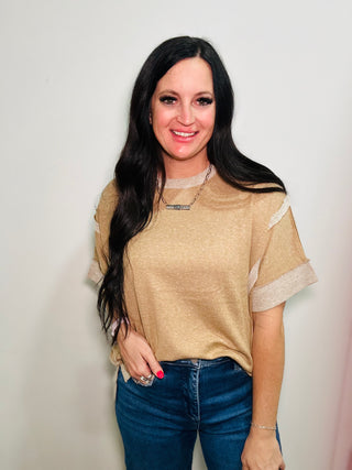 Marissa Oversize Camel Top-Short Sleeves-Zenana-Motis & Co Boutique, Women's Fashion Boutique in Carthage, Missouri