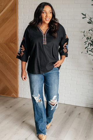 All In Me Embroidered V-Neck Blouse-Blouses-Ave Shops-Motis & Co Boutique, Women's Fashion Boutique in Carthage, Missouri