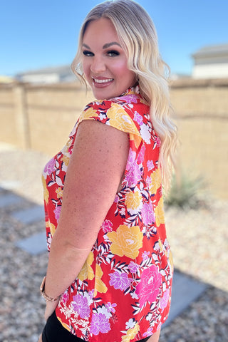 Among The Flowers Floral Top-Short Sleeves-Ave-Motis & Co Boutique, Women's Fashion Boutique in Carthage, Missouri