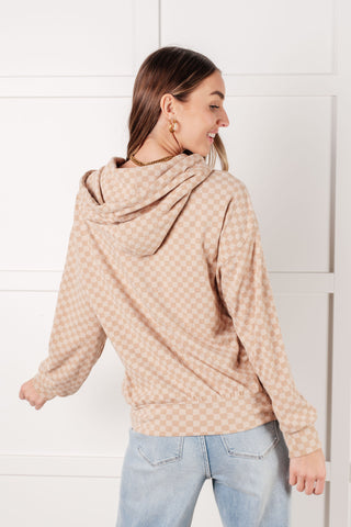 Ask Me Out Checkered Hoodie in Khaki-Hoodies-Ave Shops-Motis & Co Boutique, Women's Fashion Boutique in Carthage, Missouri