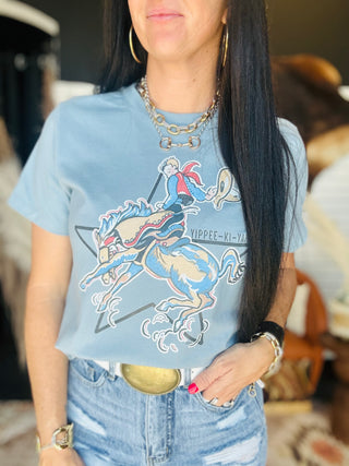 XOXO Star Yippie Ki Yay Boxy Tee-Graphic Tees-XOXO ART & Co-Motis & Co Boutique, Women's Fashion Boutique in Carthage, Missouri