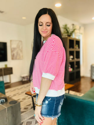 Jacy Striped Banded Top-Short Sleeves-Zenana-Motis & Co Boutique, Women's Fashion Boutique in Carthage, Missouri