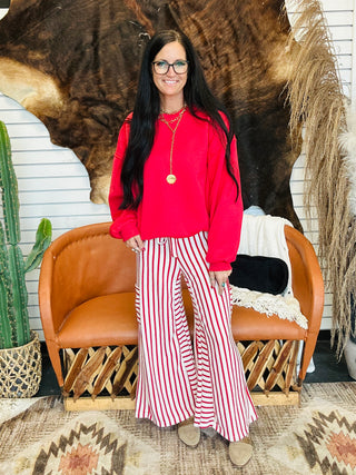 Kaylee Drop Shoulder Oversized Sweatshirt Red-Pullovers-HYFVE-Motis & Co Boutique, Women's Fashion Boutique in Carthage, Missouri
