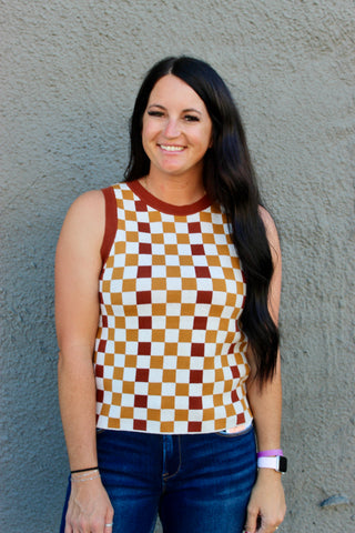 Keeping Score Checkered Tank-Tanks-Ave-Motis & Co Boutique, Women's Fashion Boutique in Carthage, Missouri