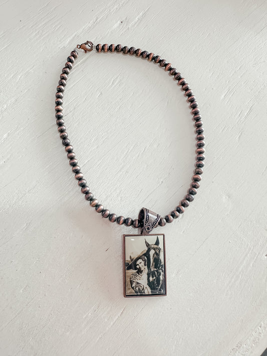 Navajo Pearl Cowgirl Pendent Necklace
