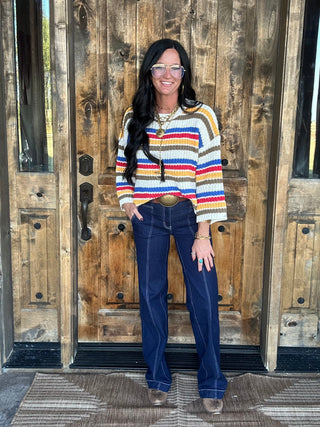 Beck Striped Chenille Boxy Sweater-Sweaters-POL-Motis & Co Boutique, Women's Fashion Boutique in Carthage, Missouri