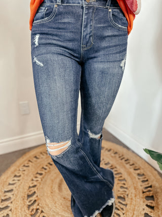 Travis Destroyed Super Flare Jeans-Jeans-rc-Motis & Co Boutique, Women's Fashion Boutique in Carthage, Missouri