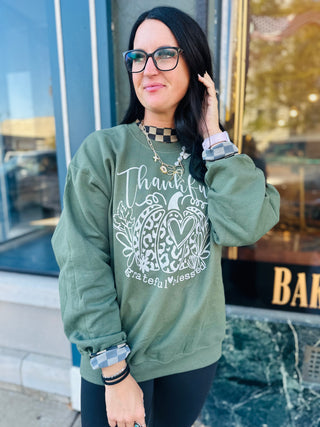 Thankful Grateful Blessed Sweatshirt-Pullovers-Southern Attitude Designs-Motis & Co Boutique, Women's Fashion Boutique in Carthage, Missouri