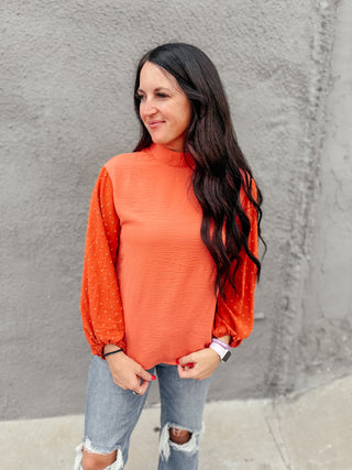 Oliva Orange Long Sleeved Top-Long Sleeves-MOTIS-Motis & Co Boutique, Women's Fashion Boutique in Carthage, Missouri