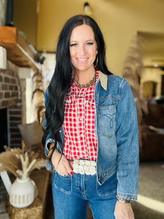Ginger Red Plaid Western Blouse