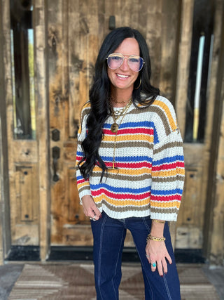Beck Striped Chenille Boxy Sweater-Sweaters-POL-Motis & Co Boutique, Women's Fashion Boutique in Carthage, Missouri
