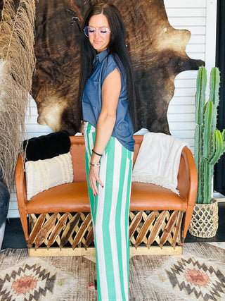 Mick Green Striped Cropped Pants