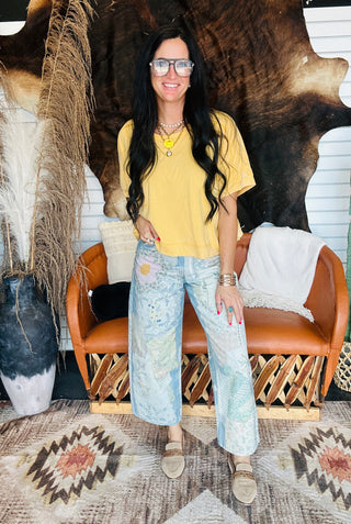 Patrick Patchwork Print Denim Jeans