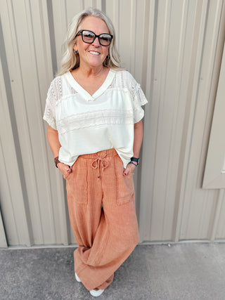 Weston Wide Leg Gauze Cropped Pants-Pants-Jodifl-Motis & Co Boutique, Women's Fashion Boutique in Carthage, Missouri