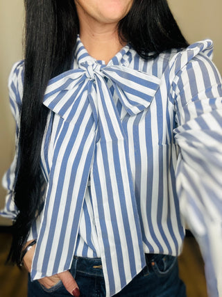 Skye Tie Neck Long Sleeve Blouse-Long Sleeves-Howdy Hanny-Motis & Co Boutique, Women's Fashion Boutique in Carthage, Missouri