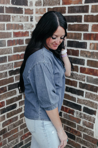 Molly Puff Sleeve Denim Top-Tops-MOTIS-Motis & Co Boutique, Women's Fashion Boutique in Carthage, Missouri