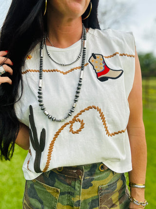Emmylou Western Muscle Tank-Short Sleeves-Taelynn-Motis & Co Boutique, Women's Fashion Boutique in Carthage, Missouri