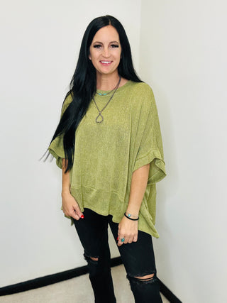 Poncho Style Top in Avocado - The Briar-Long Sleeves-Dear Scarlett-Motis & Co Boutique, Women's Fashion Boutique in Carthage, Missouri