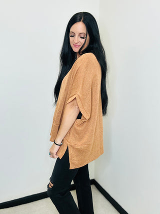 Oversized Poncho Style Top in Toffee - The Briar-Sweaters-Dear Scarlett-Motis & Co Boutique, Women's Fashion Boutique in Carthage, Missouri