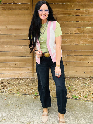 Cora Cactus Button Up Sweater Vest-Sweaters-Turquoise Haven-Motis & Co Boutique, Women's Fashion Boutique in Carthage, Missouri