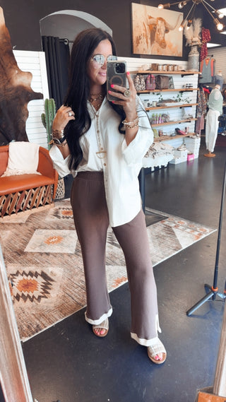 Andrew Brown Split Hem Knit Pants-Pants-Tres Bien-Motis & Co Boutique, Women's Fashion Boutique in Carthage, Missouri