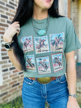 Vic Vintage Cowboy Stamp Graphic Tee