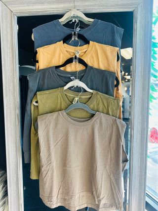 Amie Garment Dyed Muscle Tee - Grey-Short Sleeves-S&S-Motis & Co Boutique, Women's Fashion Boutique in Carthage, Missouri