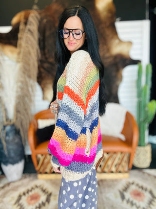 Rae Rainbow Chunky Knit Cardigan - Bright-Cardigans-Listicle-Motis & Co Boutique, Women's Fashion Boutique in Carthage, Missouri