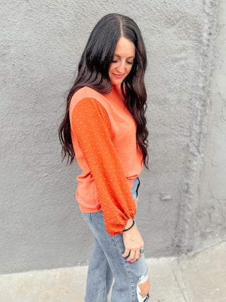 Oliva Orange Long Sleeved Top-Long Sleeves-MOTIS-Motis & Co Boutique, Women's Fashion Boutique in Carthage, Missouri