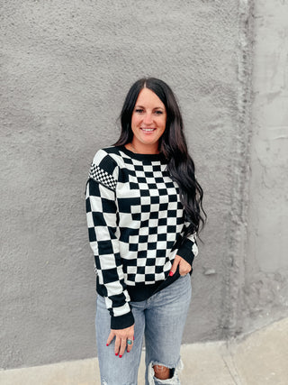 Classy Casey Checkered Sweater-Sweaters-MOTIS-Motis & Co Boutique, Women's Fashion Boutique in Carthage, Missouri