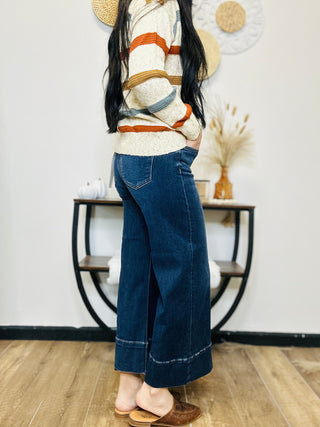 Rip Tummy Control Crop Wide Leg-Jeans-Risen-Motis & Co Boutique, Women's Fashion Boutique in Carthage, Missouri