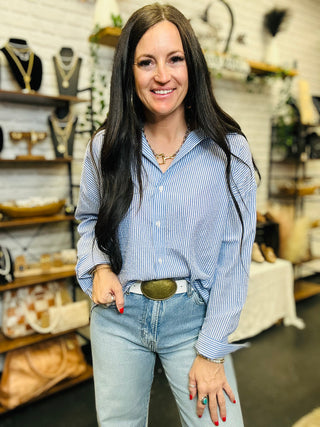 Stella Striped Button Down Blouse-Long Sleeves-HYFVE-Motis & Co Boutique, Women's Fashion Boutique in Carthage, Missouri