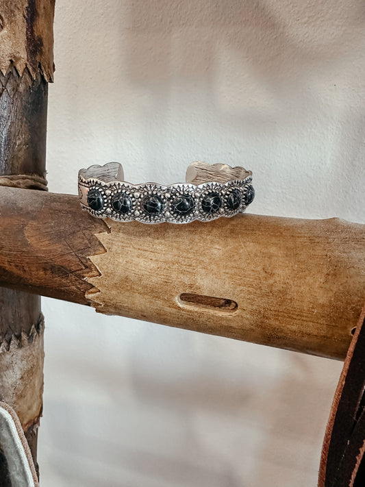 Black Semi Stone Western Cuff Bracelet