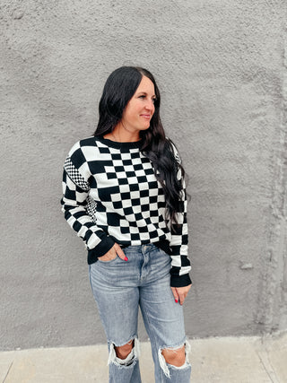 Classy Casey Checkered Sweater-Sweaters-MOTIS-Motis & Co Boutique, Women's Fashion Boutique in Carthage, Missouri