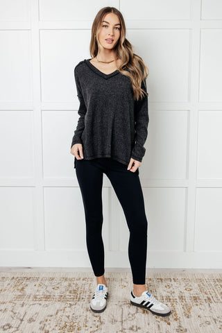 Basically Freezing Brushed Hacci Top in Black-Long Sleeves-Ave Shops-Motis & Co Boutique, Women's Fashion Boutique in Carthage, Missouri