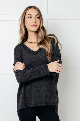 Basically Freezing Brushed Hacci Top in Black-Long Sleeves-Ave Shops-Motis & Co Boutique, Women's Fashion Boutique in Carthage, Missouri