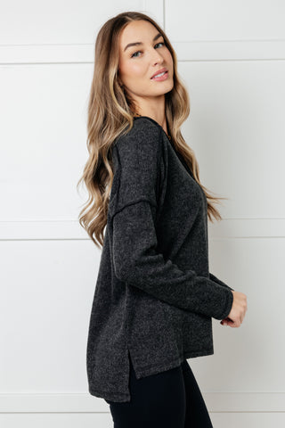 Basically Freezing Brushed Hacci Top in Black-Long Sleeves-Ave Shops-Motis & Co Boutique, Women's Fashion Boutique in Carthage, Missouri