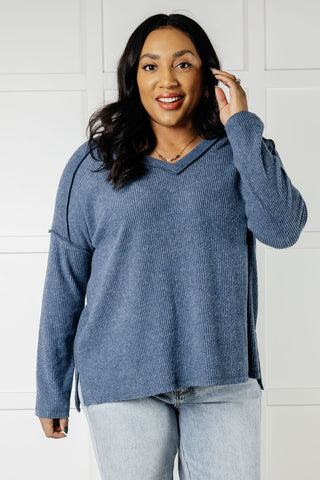 Basically Freezing Brushed Hacci Top in Dusty Blue-Long Sleeves-Ave Shops-Motis & Co Boutique, Women's Fashion Boutique in Carthage, Missouri