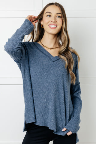 Basically Freezing Brushed Hacci Top in Dusty Blue-Long Sleeves-Ave Shops-Motis & Co Boutique, Women's Fashion Boutique in Carthage, Missouri