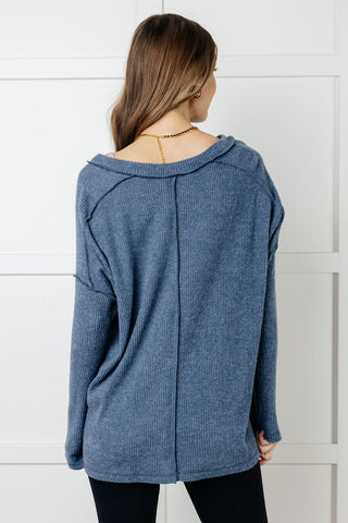 Basically Freezing Brushed Hacci Top in Dusty Blue-Long Sleeves-Ave Shops-Motis & Co Boutique, Women's Fashion Boutique in Carthage, Missouri