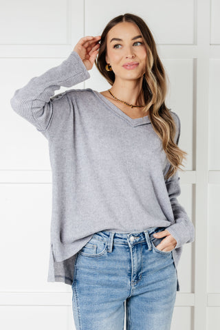 Basically Freezing Brushed Hacci Top in Heather Grey-Long Sleeves-Ave Shops-Motis & Co Boutique, Women's Fashion Boutique in Carthage, Missouri