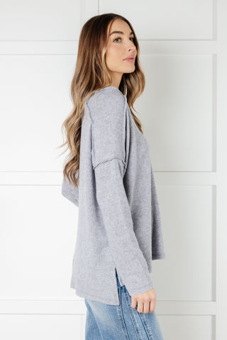 Basically Freezing Brushed Hacci Top in Heather Grey-Long Sleeves-Ave Shops-Motis & Co Boutique, Women's Fashion Boutique in Carthage, Missouri