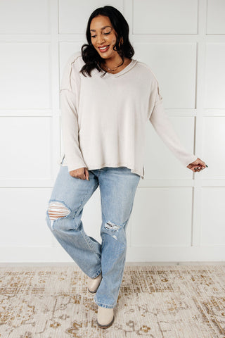 Basically Freezing Brushed Hacci Top in Sand Beige-Long Sleeves-Ave Shops-Motis & Co Boutique, Women's Fashion Boutique in Carthage, Missouri