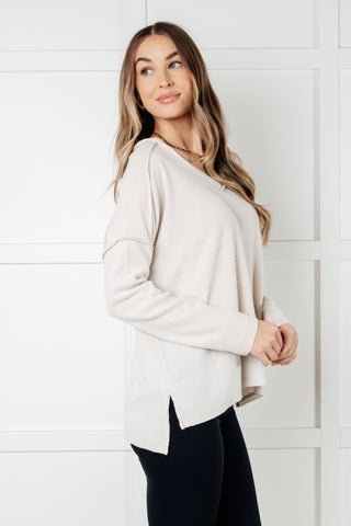 Basically Freezing Brushed Hacci Top in Sand Beige-Long Sleeves-Ave Shops-Motis & Co Boutique, Women's Fashion Boutique in Carthage, Missouri