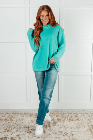 Basically My Favorite Hooded Pullover in Turquoise-Pullovers-Ave Shops-Motis & Co Boutique, Women's Fashion Boutique in Carthage, Missouri