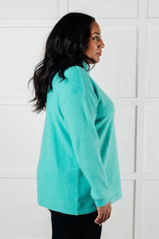 Basically My Favorite Hooded Pullover in Turquoise-Pullovers-Ave Shops-Motis & Co Boutique, Women's Fashion Boutique in Carthage, Missouri