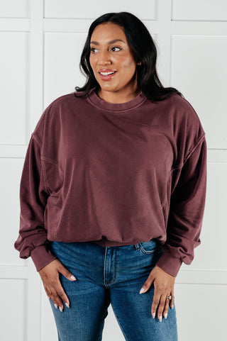 Beyond the Basics Pullover in Eggplant-Pullovers-Ave Shops-Motis & Co Boutique, Women's Fashion Boutique in Carthage, Missouri